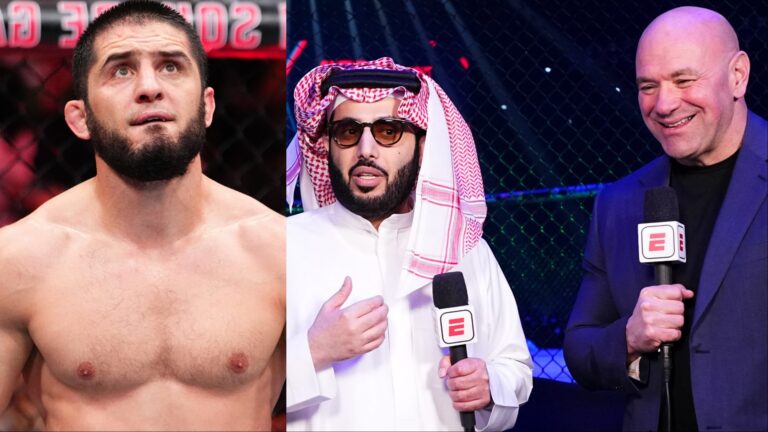 Islam Makhachev receives open Zuffa Boxing fight offer after ‘good talks’ with Turki Alalshikh Islam Makhachev, Turki Alalshikh and Dana White