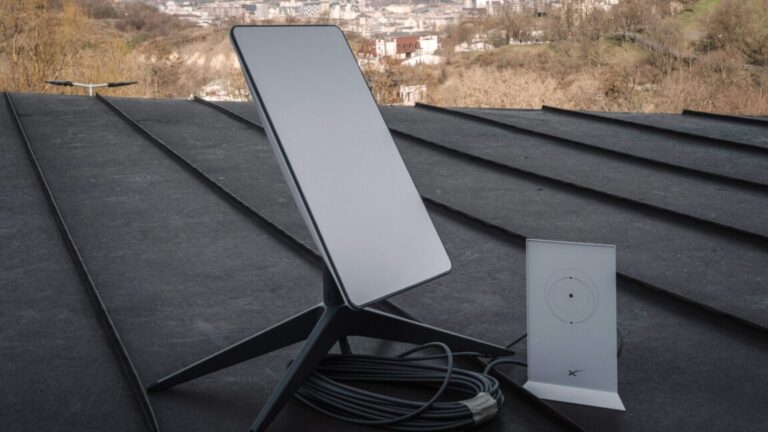 Pentagon IG refuses to investigate Starlink/Starshield slowdown in Ukraine A Starlink terminal and router on a rooftop in Kyiv, Ukraine. City buildings are visible in the background.